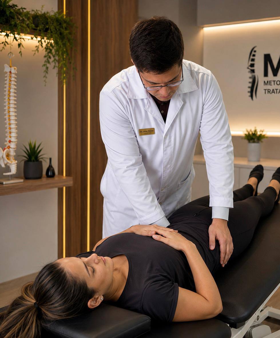 Dr. Allan realizando avaliação na clínica MAF